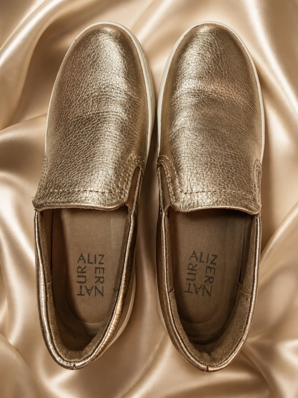 Naturalizer Metallic Gold Slip-On Clogs